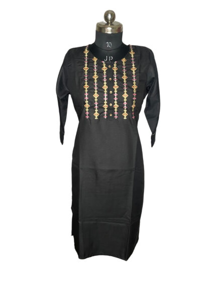 XL Size| Ladies Silk Stitch Kurti| Black