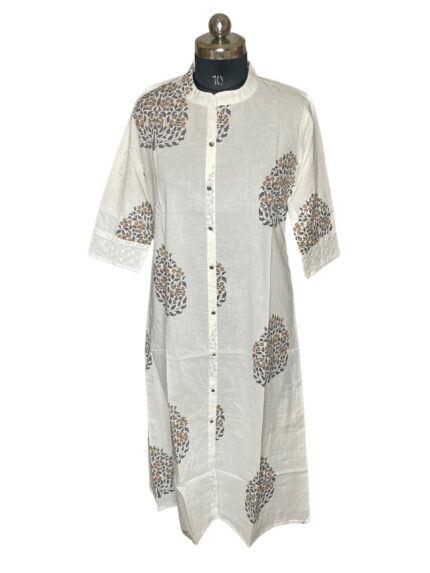 XXL Size| Ladies Premium Cotton Designer Printed Kurti| White