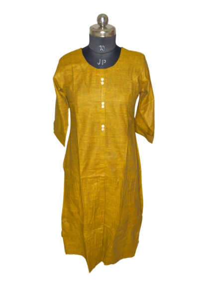 L SIZE| COTTON PLAIN KURTI| Golden Yellow