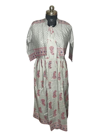 XL Size| Rayon Printed Frock Pattern Kurti/Gown/one piece| Peach