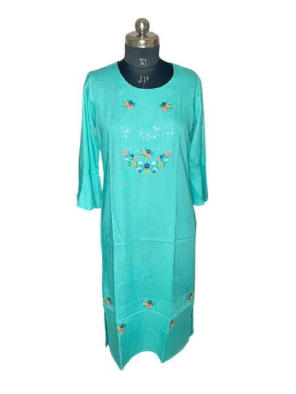 L Size| Ladies Premium Rayon Stitch Designer Kurti| Blue