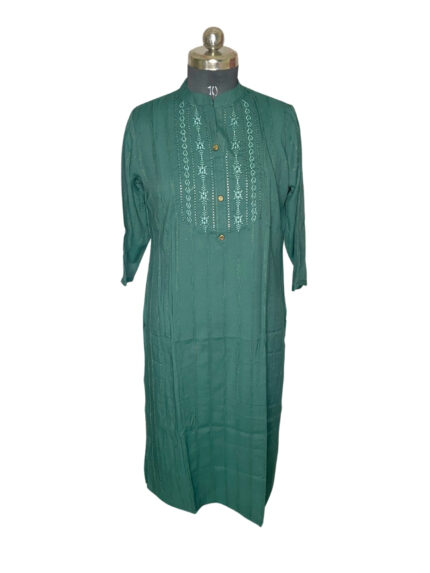 XL Size| Ladies Premium Rayon Stitch Designer Kurti| Green